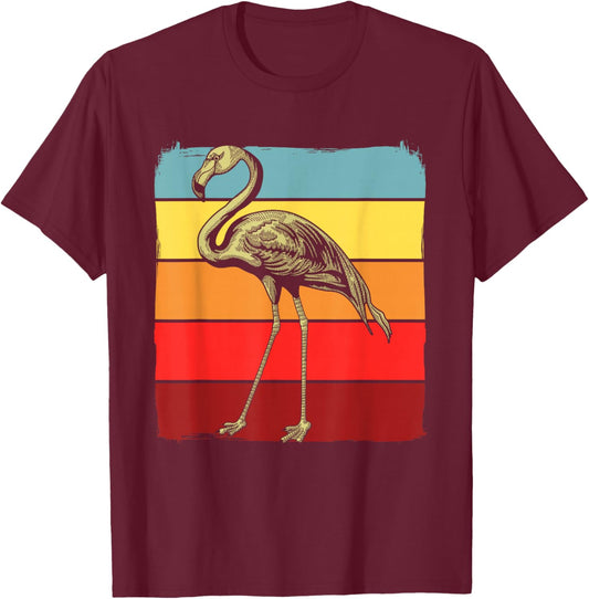 80s Vintage Retro Flamingo Funny Bird Animal Lover Men Women T-Shirt - T-Shirt | Maroon