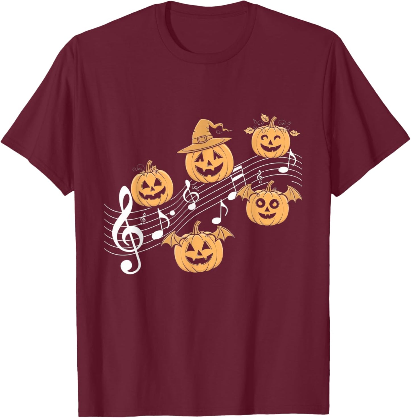 Music Note Pumpkin Fall Music Teacher Halloween Costume T-Shirt - T-Shirt | Maroon