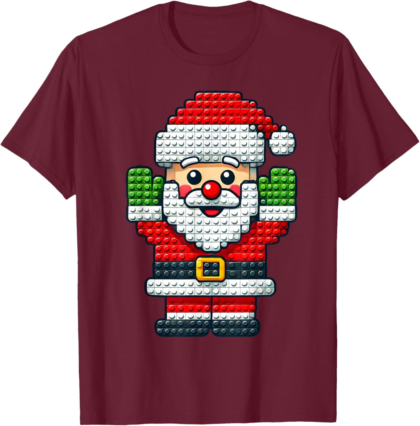 Play Building Blocks Christmas Santa Claus Boys Kids Toddler T-Shirt - T-Shirt | Maroon
