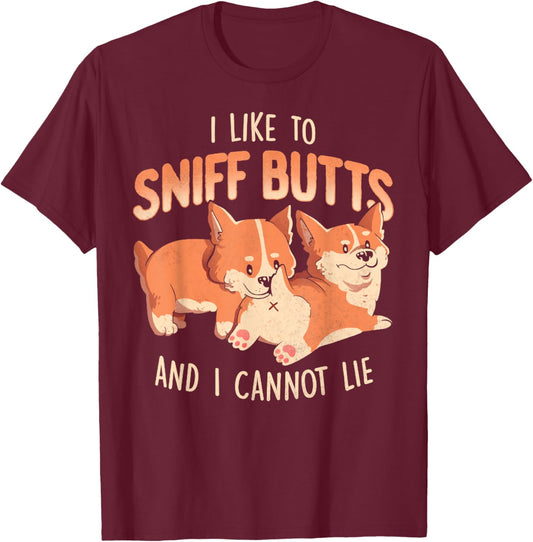 Vintage I Like To Sniff Butts Funny Cute Lazy Dog Gift Women T-Shirt - T-Shirt | Maroon