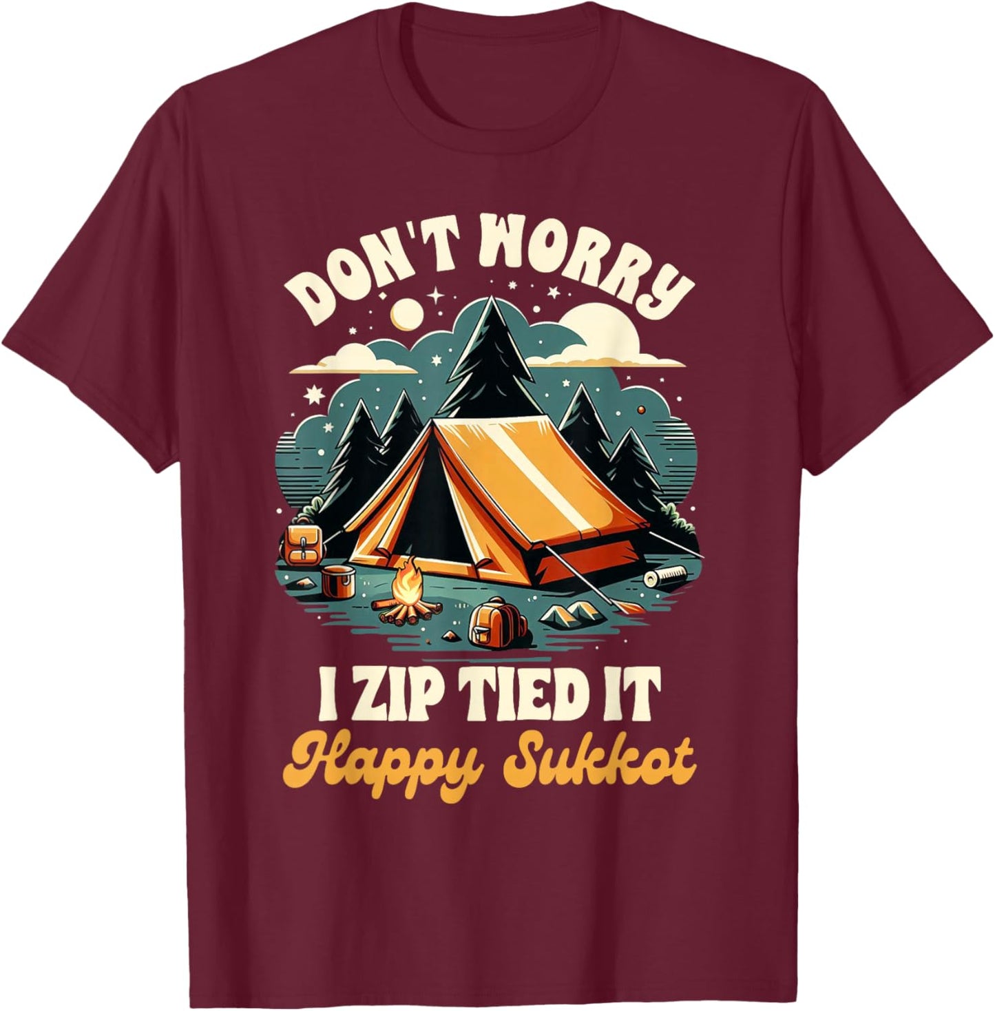 Sukkot Jewish Feast Of Tabernacles I Zip Tied Happy Sukkot T-Shirt - T-Shirt | Maroon