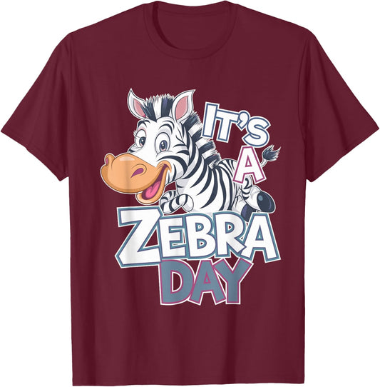 It’s A Zebra Day Cute Animal Theme Cartoon Wildlife Safari T-Shirt - T-Shirt | Maroon