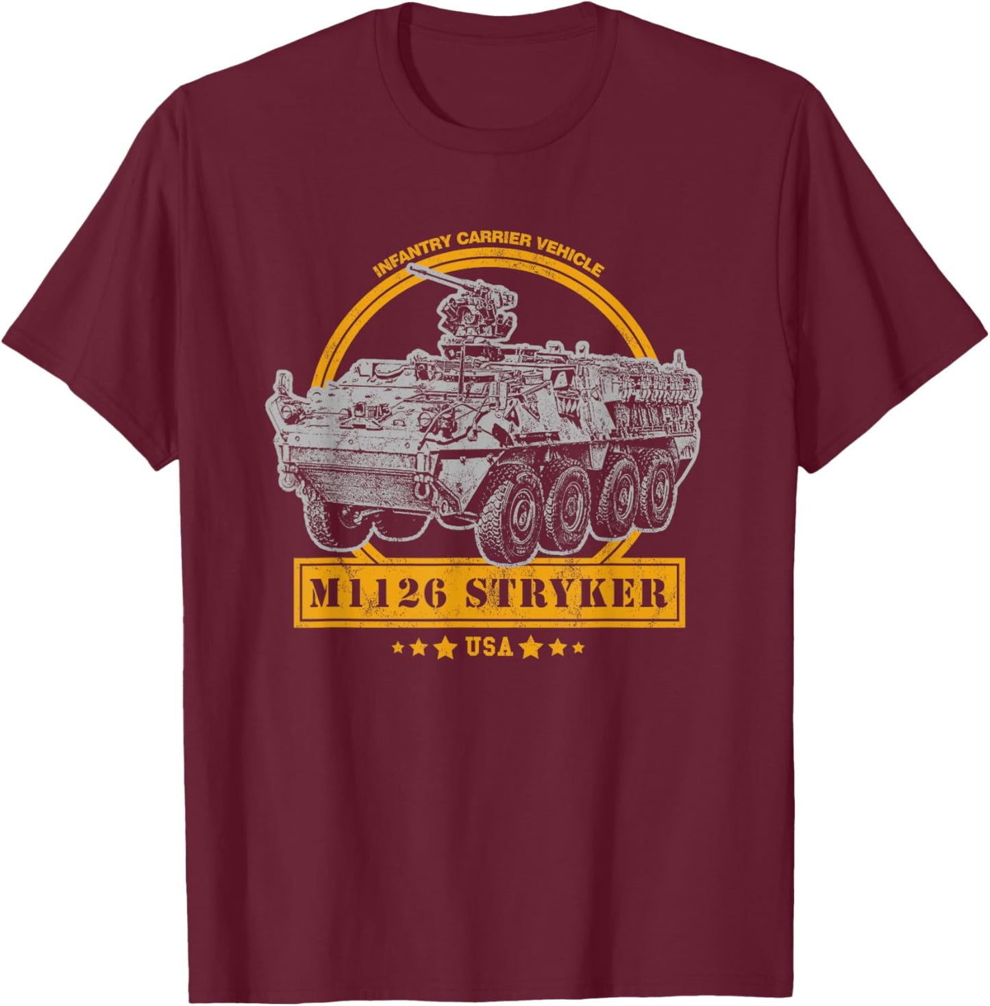M1126 Stryker Infantry Carrier Vehicle T-Shirt - T-Shirt | Maroon