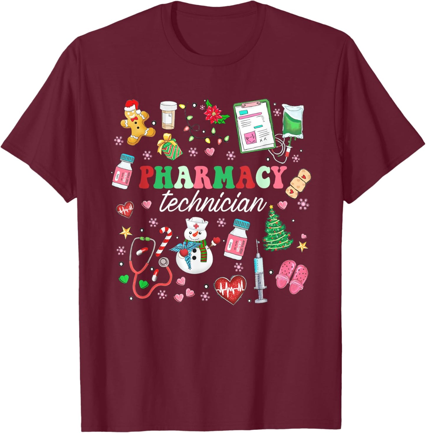 Pharmacy Technician Christmas Pharmacist CPhT Xmas Holiday T-Shirt - T-Shirt | Maroon