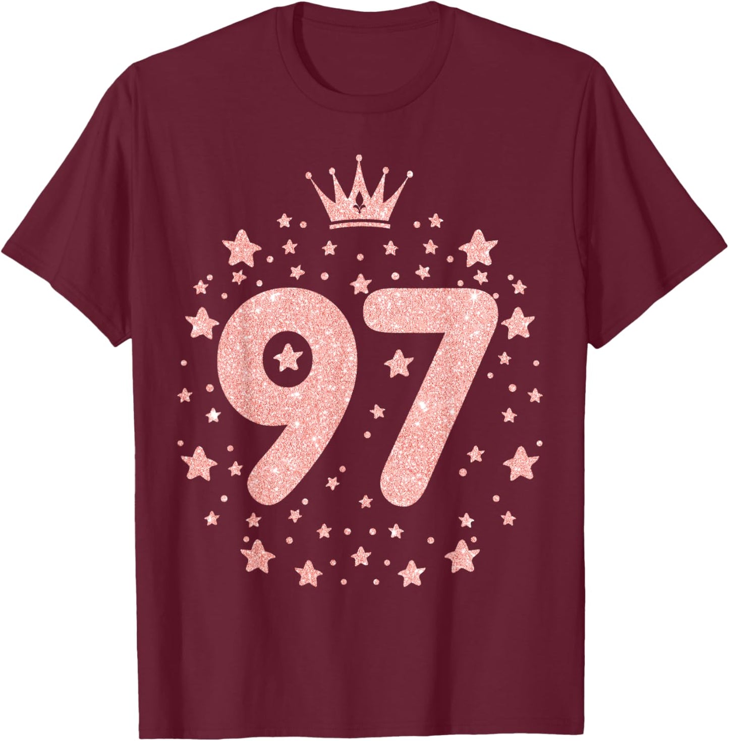 97 Pink Crown 97 Years Old Happy 97th Birthday Girl Women T-Shirt - T-Shirt | Maroon