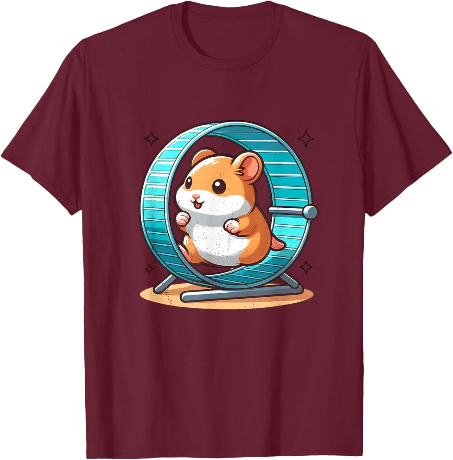 Hamster Running in Wheel T-Shirt - T-Shirt | Maroon