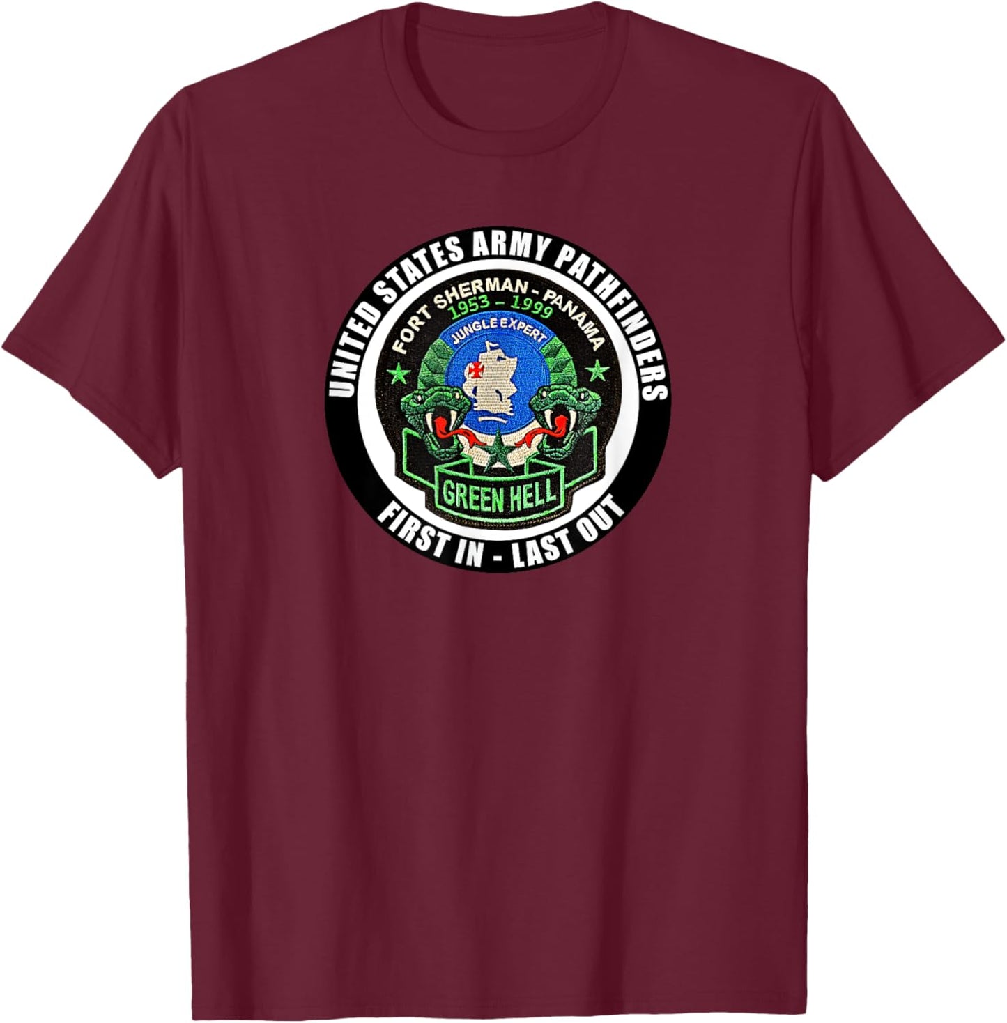 Fort Sherman Panama Jungle Warfare School Pathfinder Veteran T-Shirt - T-Shirt | Maroon