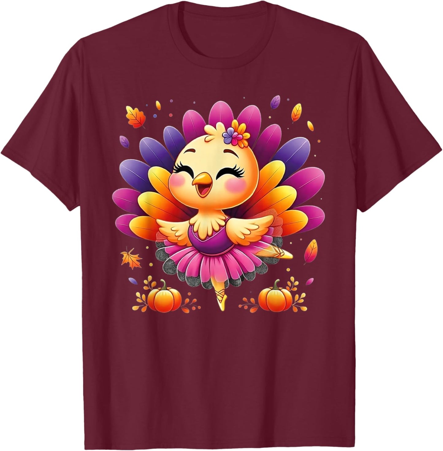 Ballet Turkey Ballet Dancer Fall Dance Girls Thanksgiving T-Shirt - T-Shirt | Maroon