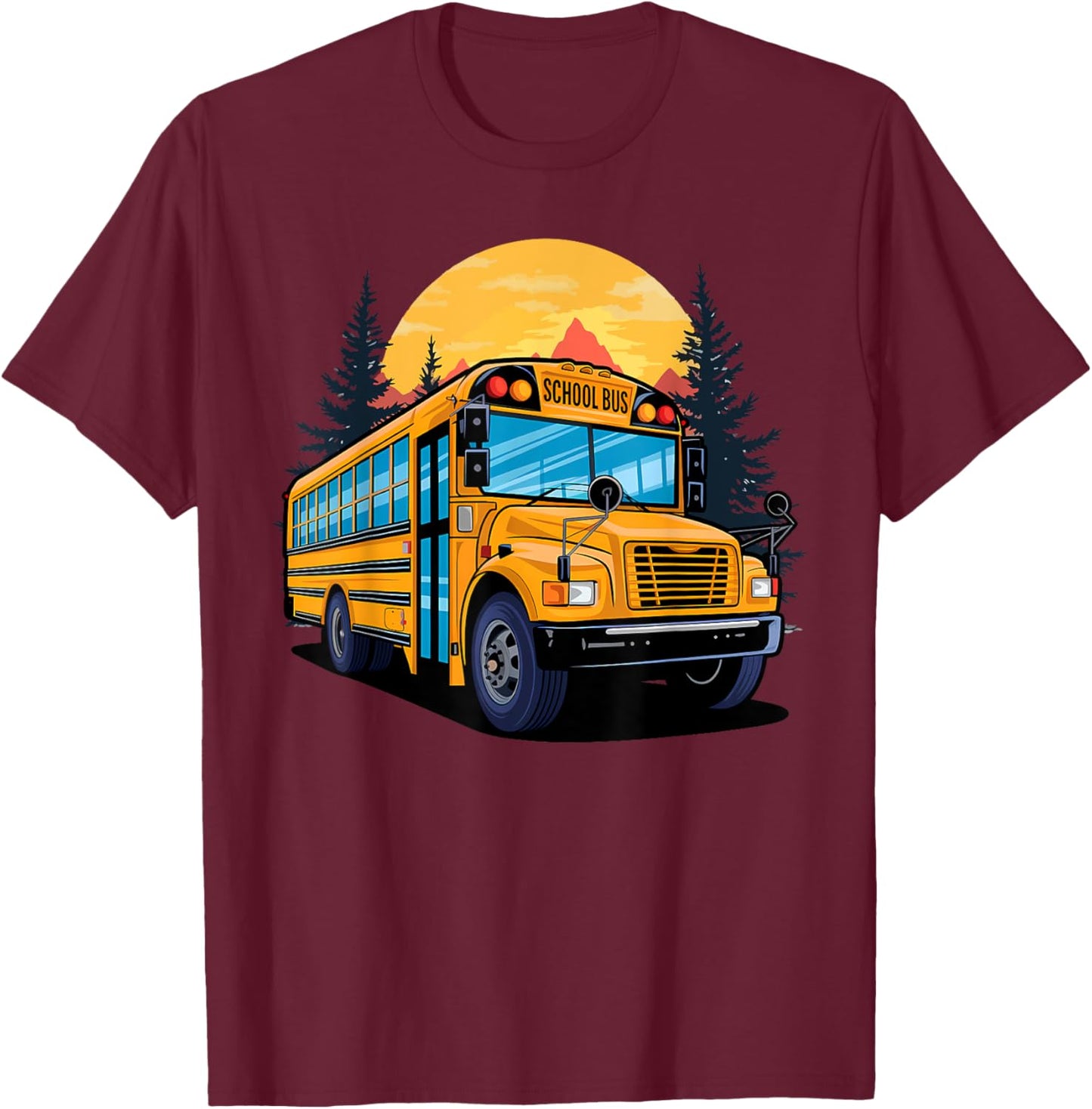 Yellow School Bus Driver Kids, Men, Women, Aide T-Shirt - T-Shirt | Maroon