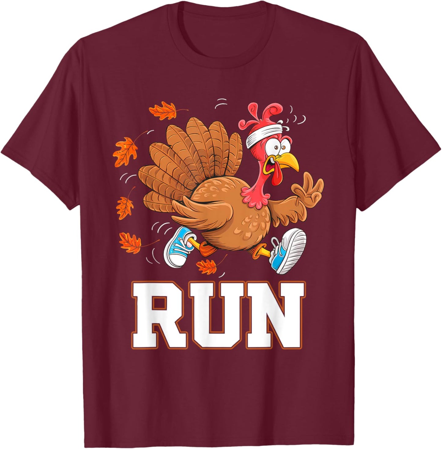 Turkey Run Thanksgiving Running Turkey Trot Costume T-Shirt - T-Shirt | Maroon