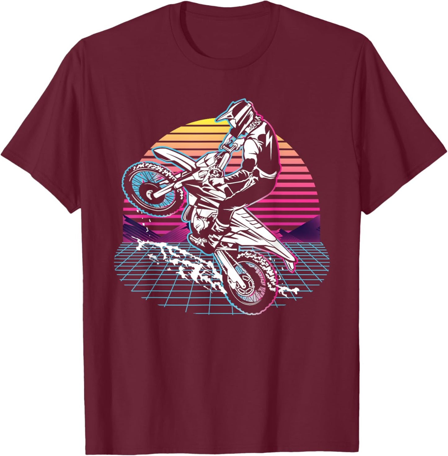 Dirt Bike Rider MX Biker Motocross 80s 90s Retro T-Shirt - T-Shirt | Maroon