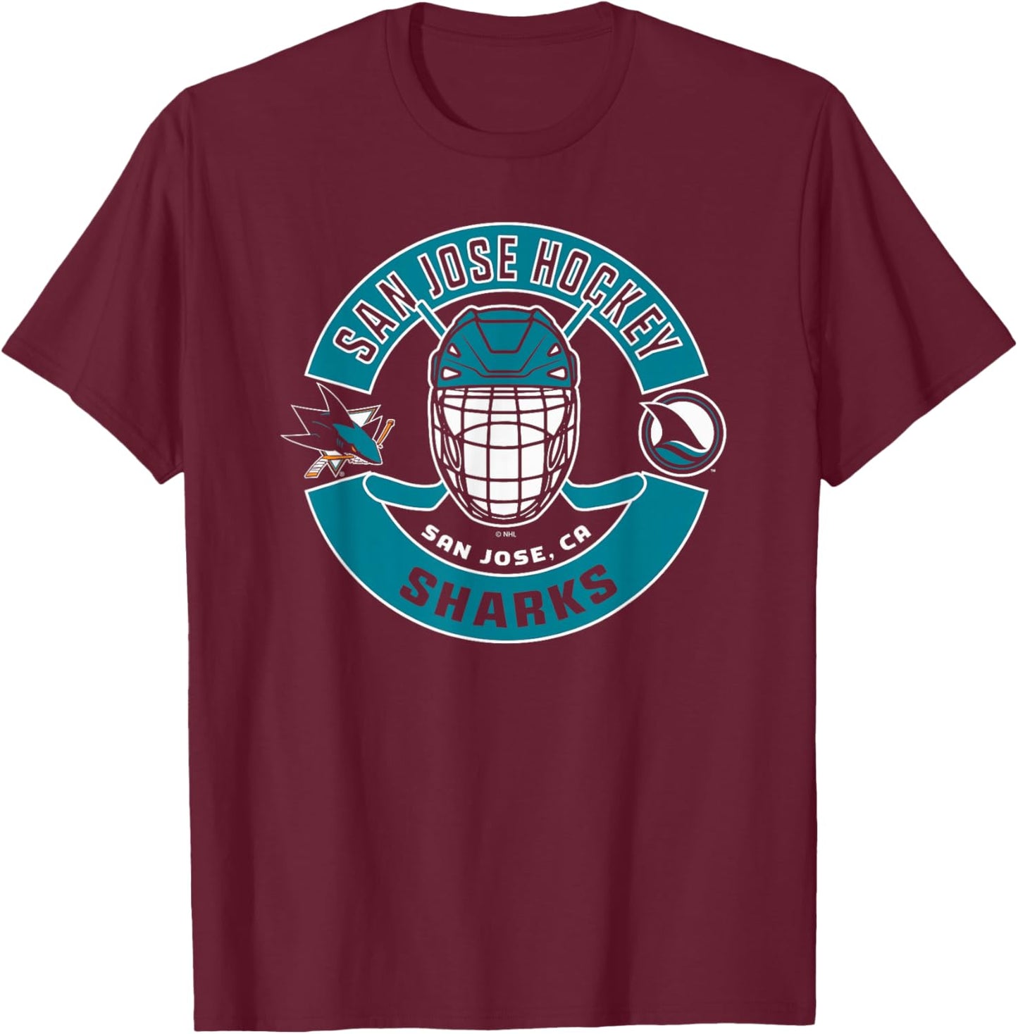 San Jose Sharks Mask Black Officially Licensed T-Shirt - T-Shirt | Maroon