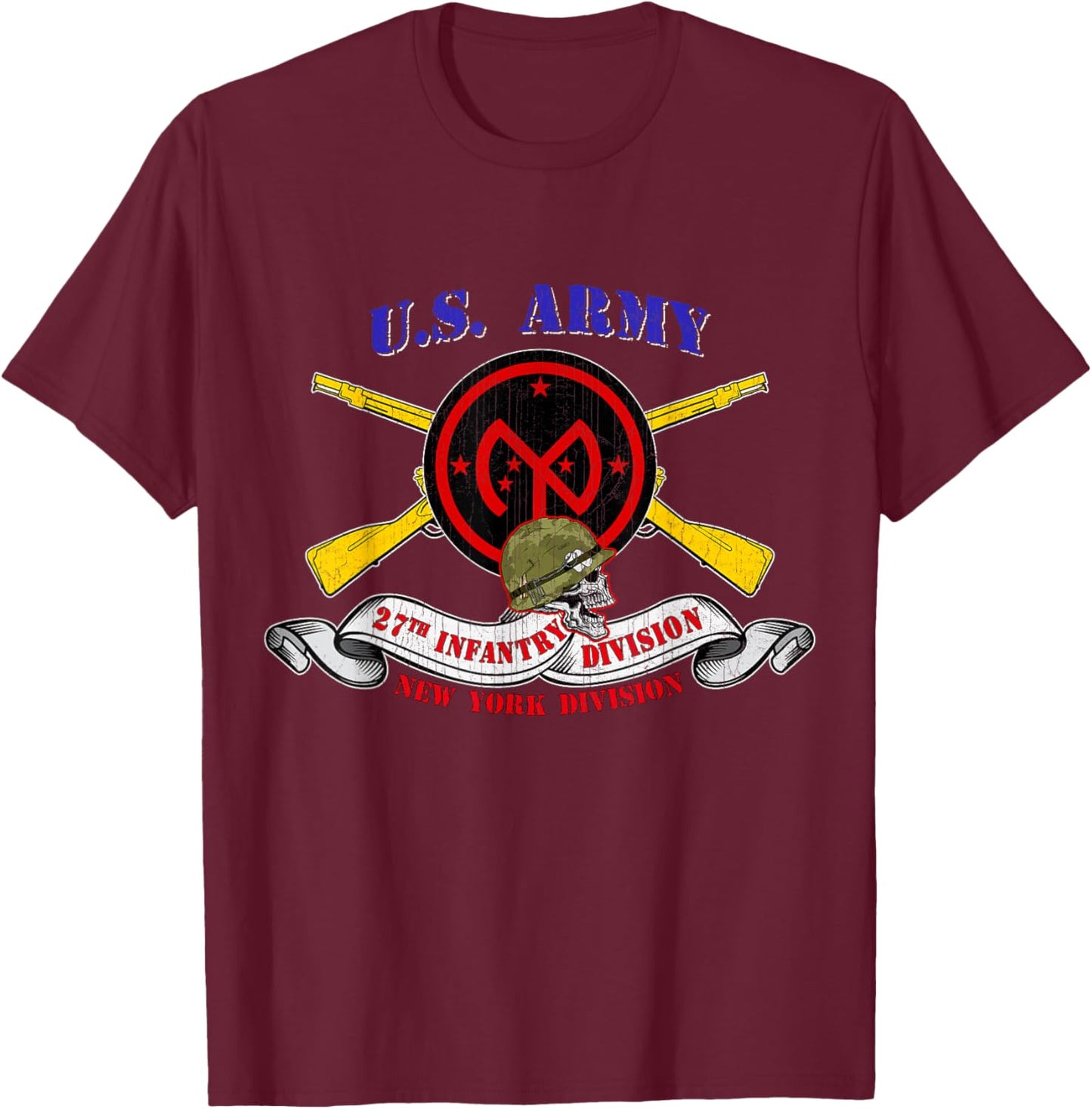 27th Infantry Division 27th ID Veteran New York Division T-Shirt - T-Shirt | Maroon