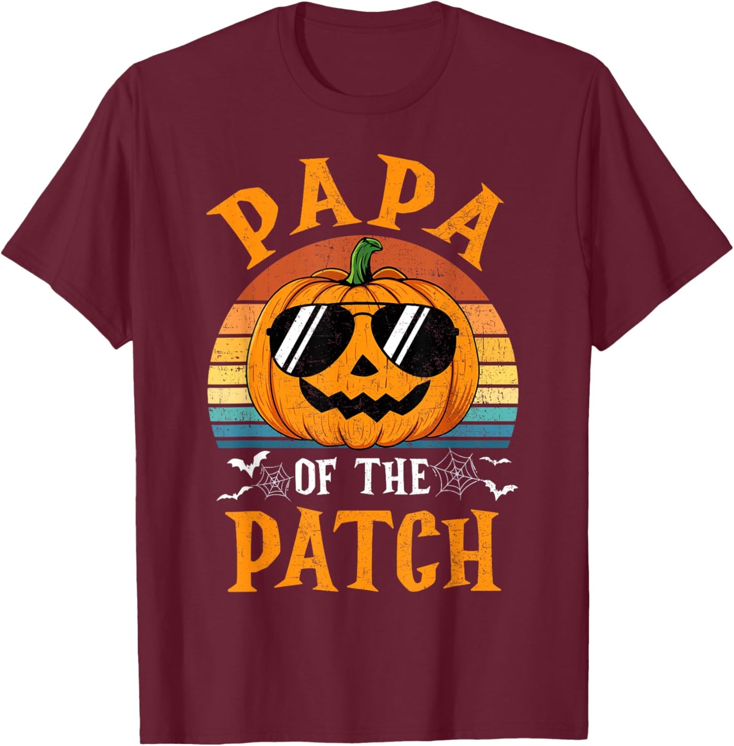 Pumpkin Papa Of The Patch Halloween Costume Family T-Shirt - T-Shirt | Maroon