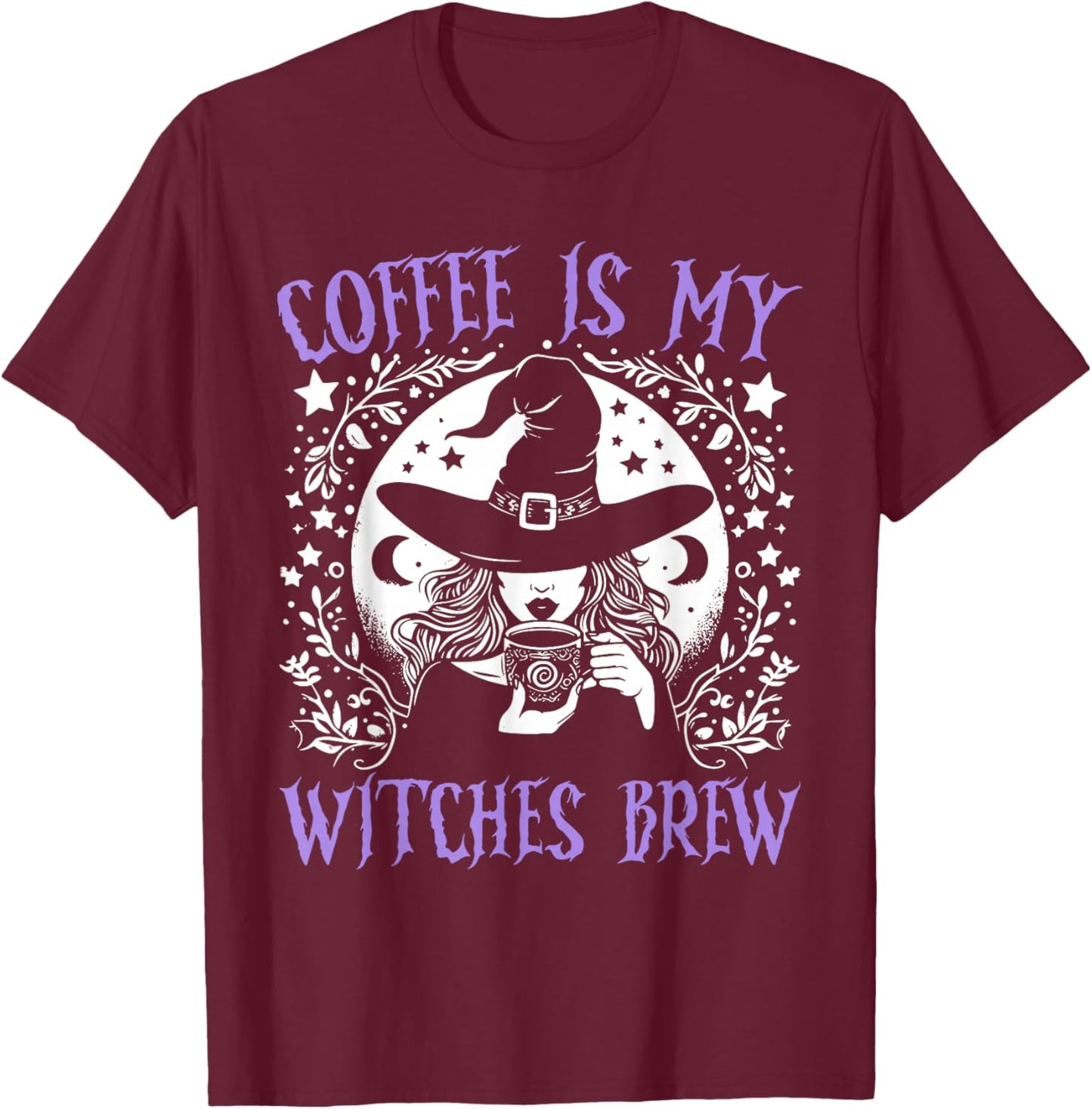 Coffee Is My Witches Brew Retro Halloween Witch Brew T-Shirt - T-Shirt | Maroon