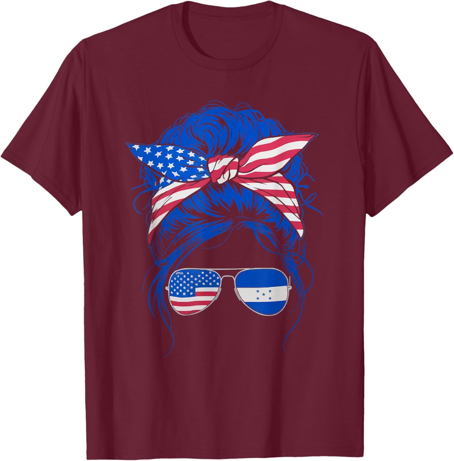 Half American Half Honduran USA Flag Honduras America T-Shirt - T-Shirt | Maroon