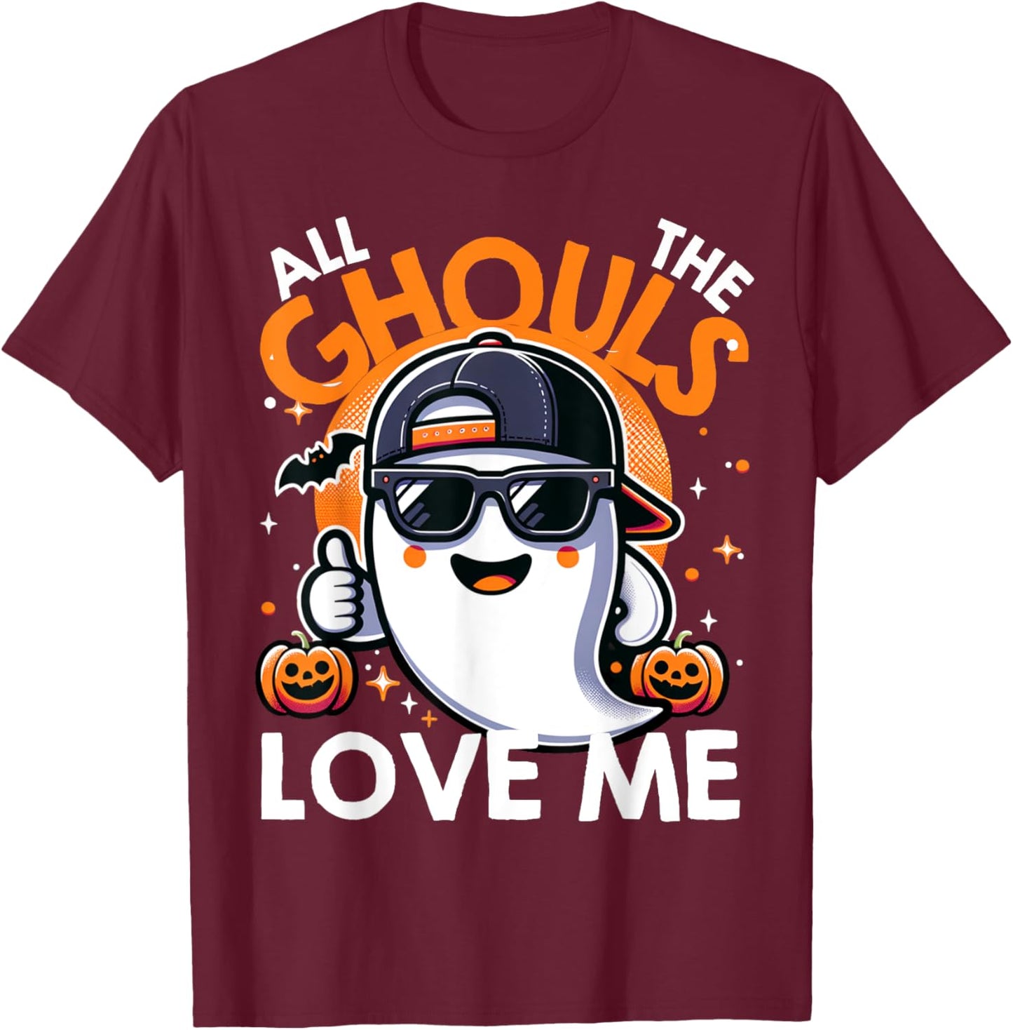 All The Ghouls Love Me Halloween Ghost Kids Boys Toddler T-Shirt - T-Shirt | Maroon