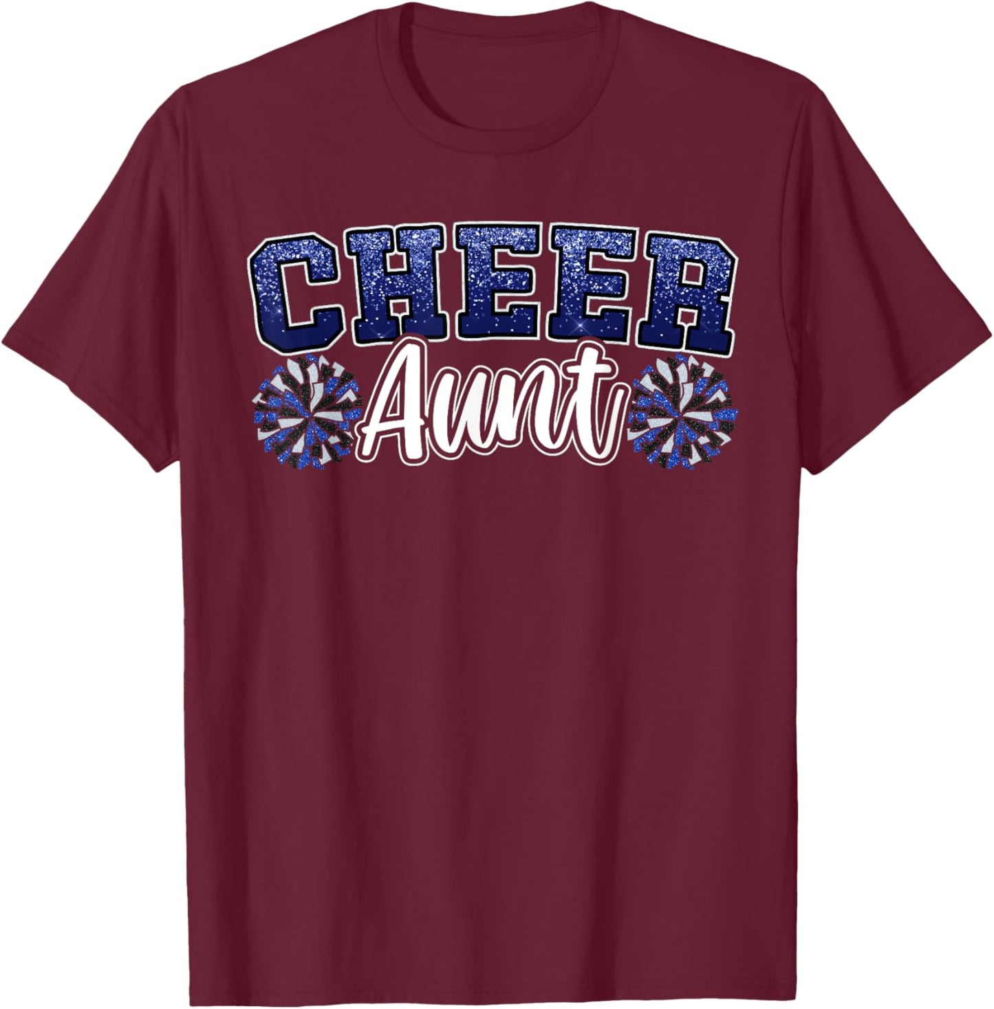 Loud Proud Cheer Aunt Blue Pom Poms Cheerleader Niece Women T-Shirt - T-Shirt | Maroon