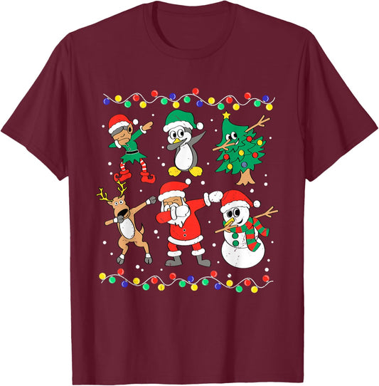 Dabbing Santa Elf Friends Christmas Dab Boys Boys Girls Kids T-Shirt - T-Shirt | Maroon
