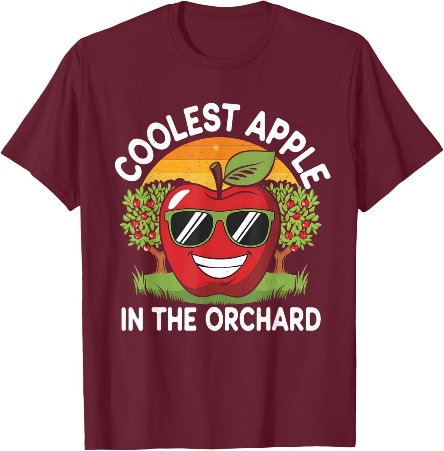 Retro Coolest Apple in the Orchard | Apple Picking Season T-Shirt - T-Shirt | Maroon