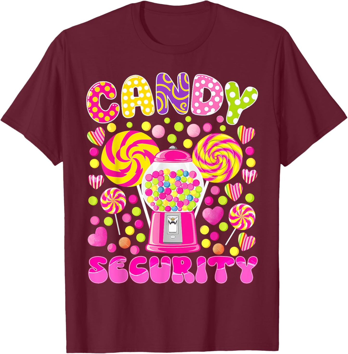 Candy Land Costume Women Candy Crew Funny Candy Security T-Shirt - T-Shirt | Maroon