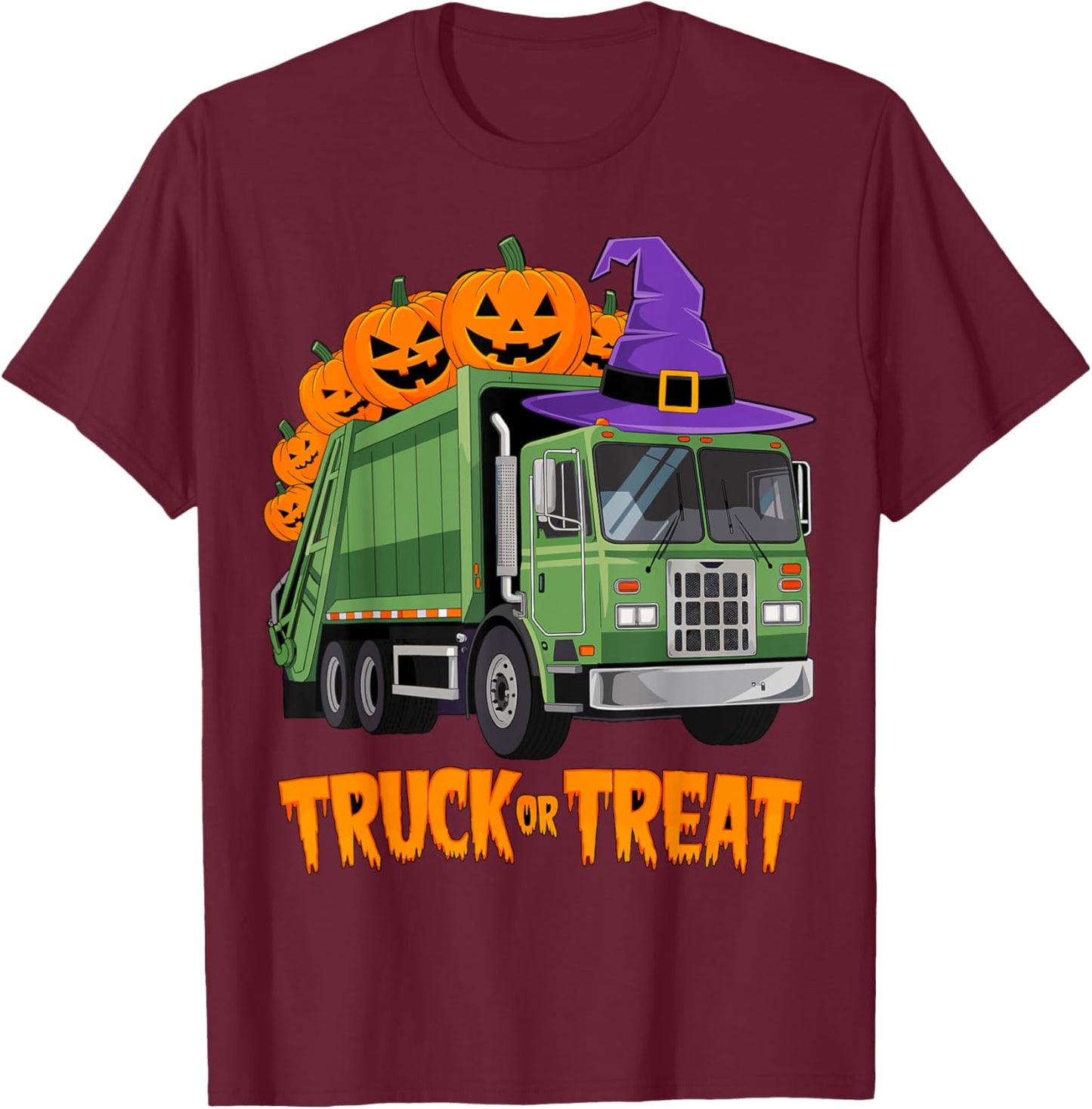 Truck or Treat Garbage Truck Halloween Costume T-Shirt - T-Shirt | Maroon