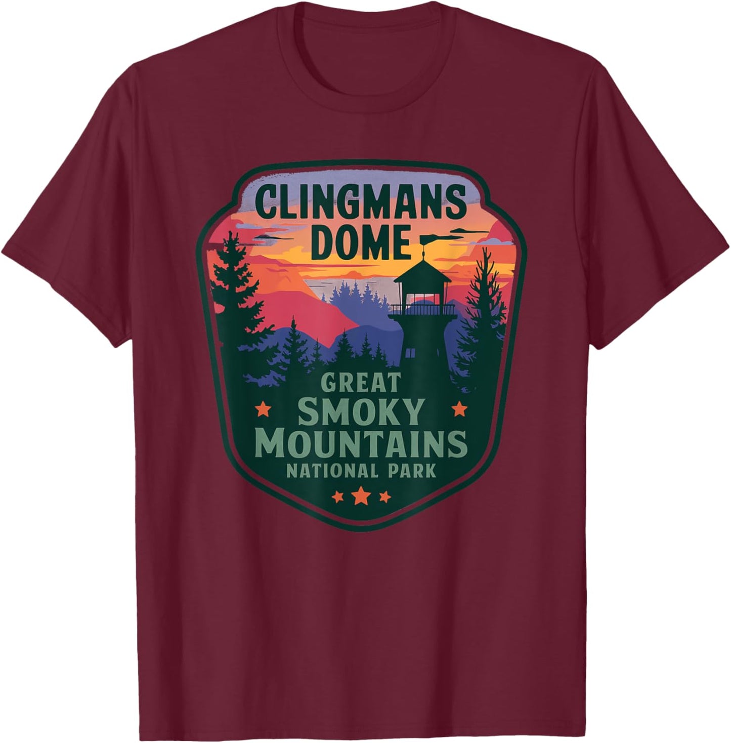 Clingmans Dome Great Smoky Mountains Bear Vintage T-Shirt - T-Shirt | Maroon
