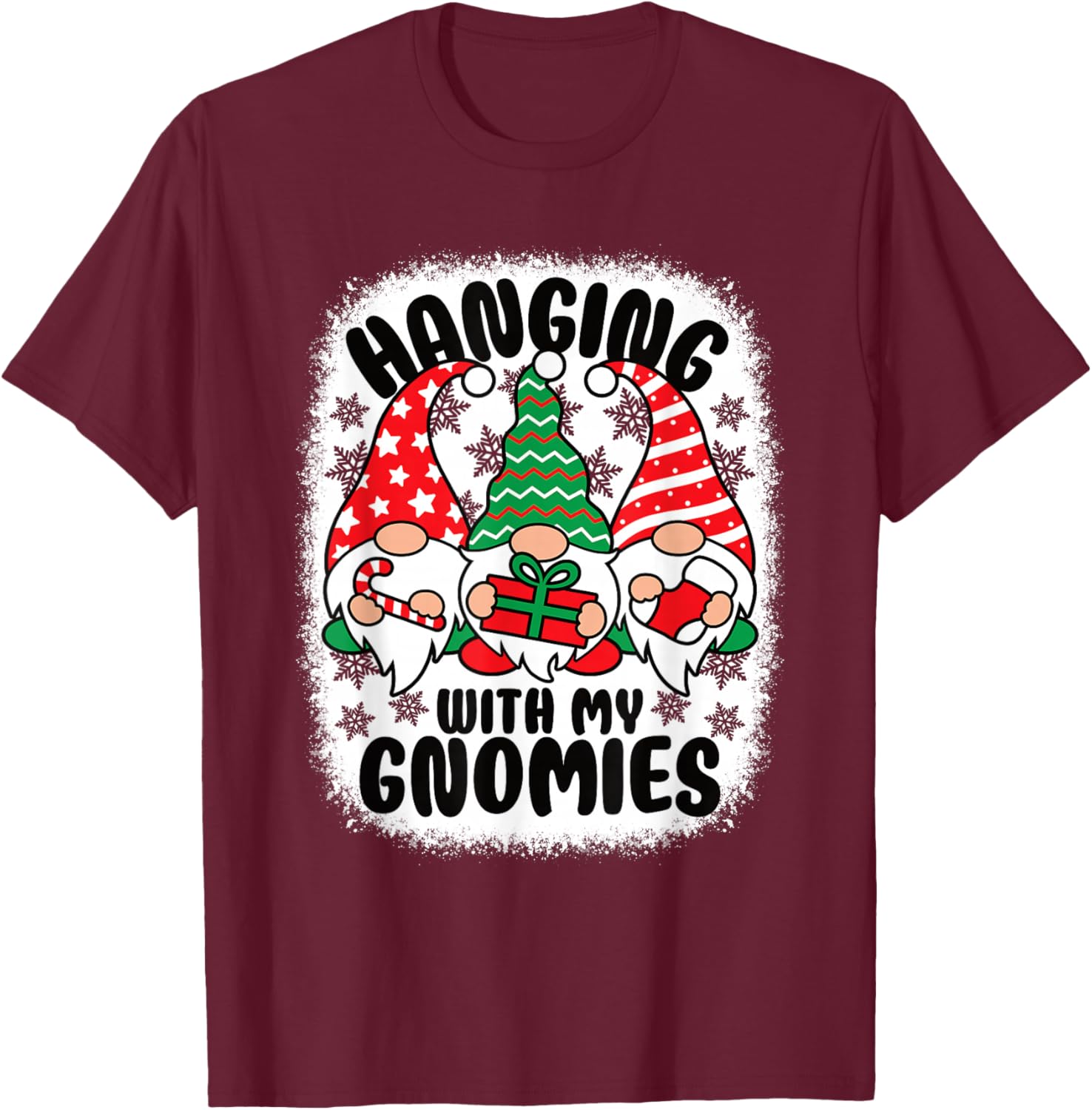 Hanging With My Gnomies Funny Christmas Xmas Gnome T-Shirt - T-Shirt | Maroon