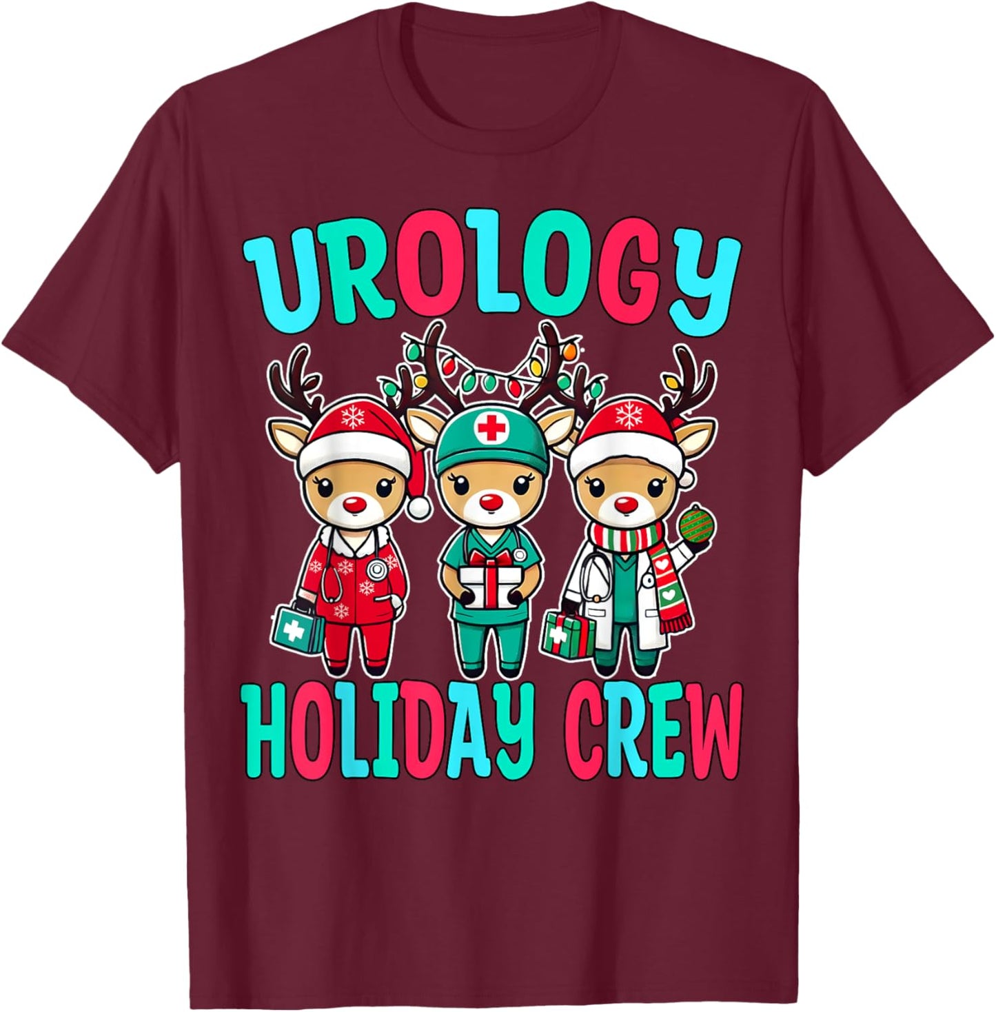 Urology Christmas Holiday Squad Reindeer Nurse Urologist T-Shirt - T-Shirt | Maroon
