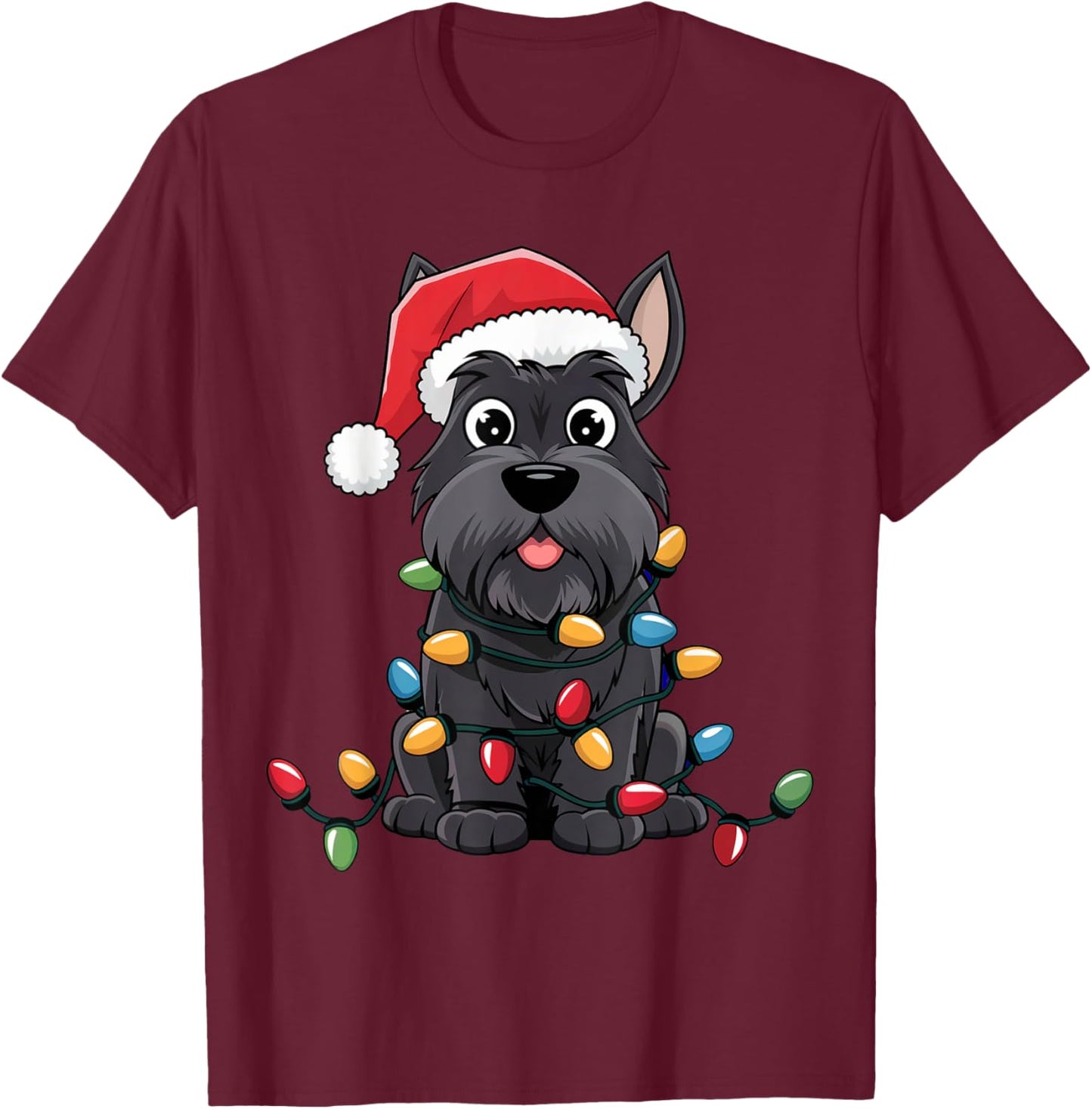 Scottish Terrier Christmas Lights Xmas Dogs Gifts Men Women T-Shirt - T-Shirt | Maroon