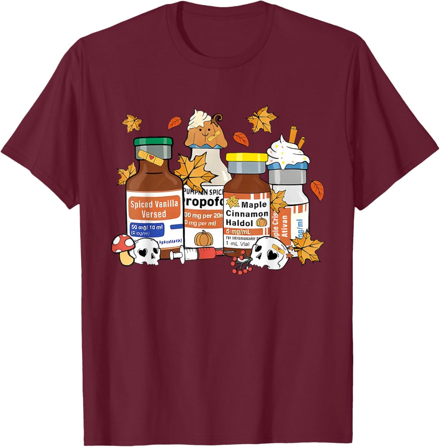 Thanksgiving Er Nurse Fall Nurse Shirt Er Ed Emergency Room T-Shirt - T-Shirt | Maroon