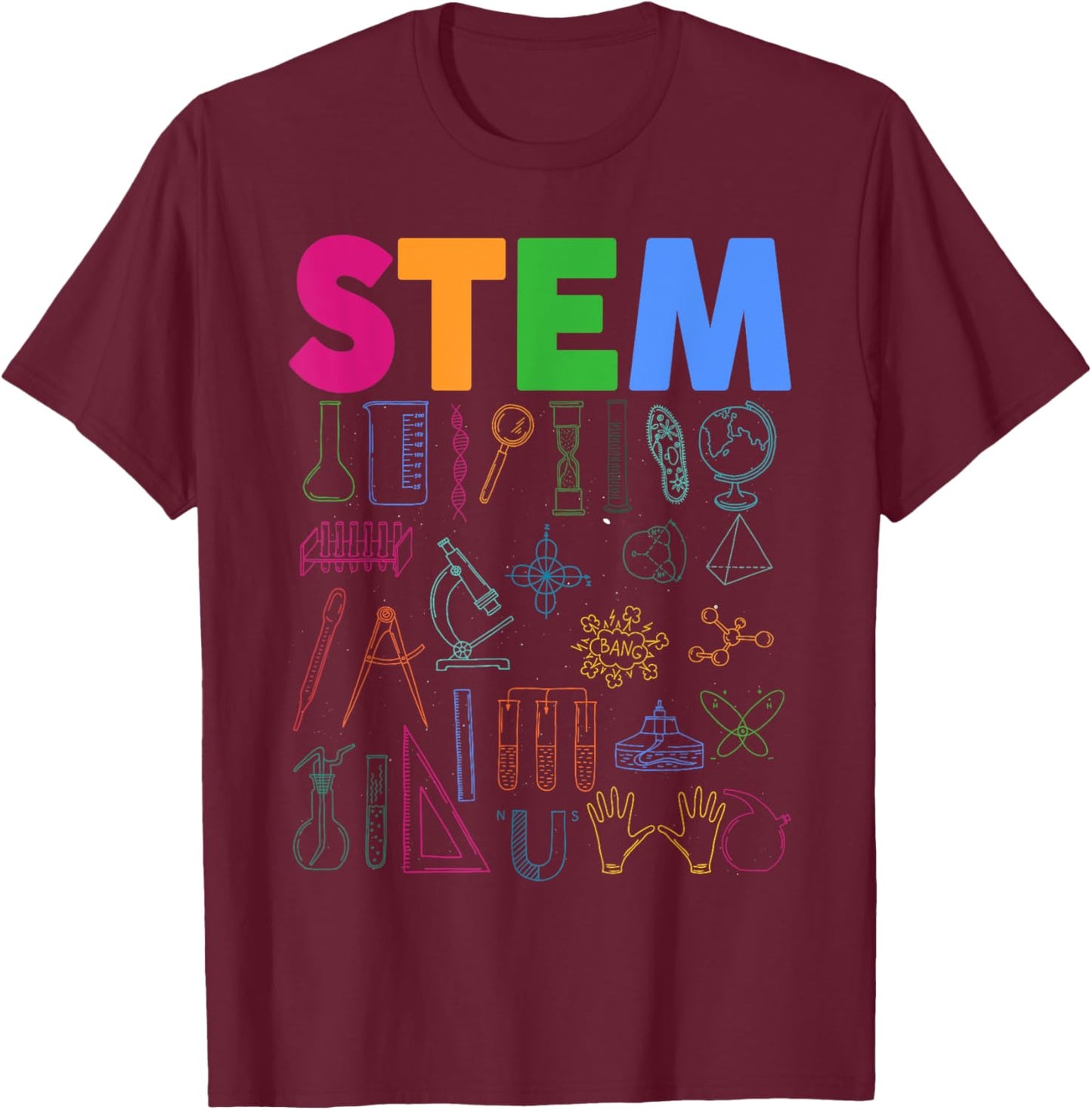 STEM Science Technology Engineering Math Teacher T-Shirt - T-Shirt | Maroon