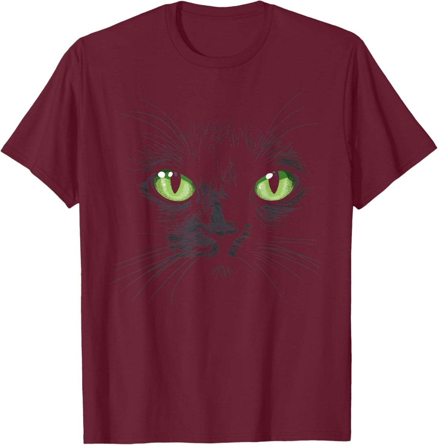 Black Cat with Green Eyes Women Kids T-Shirt - T-Shirt | Maroon