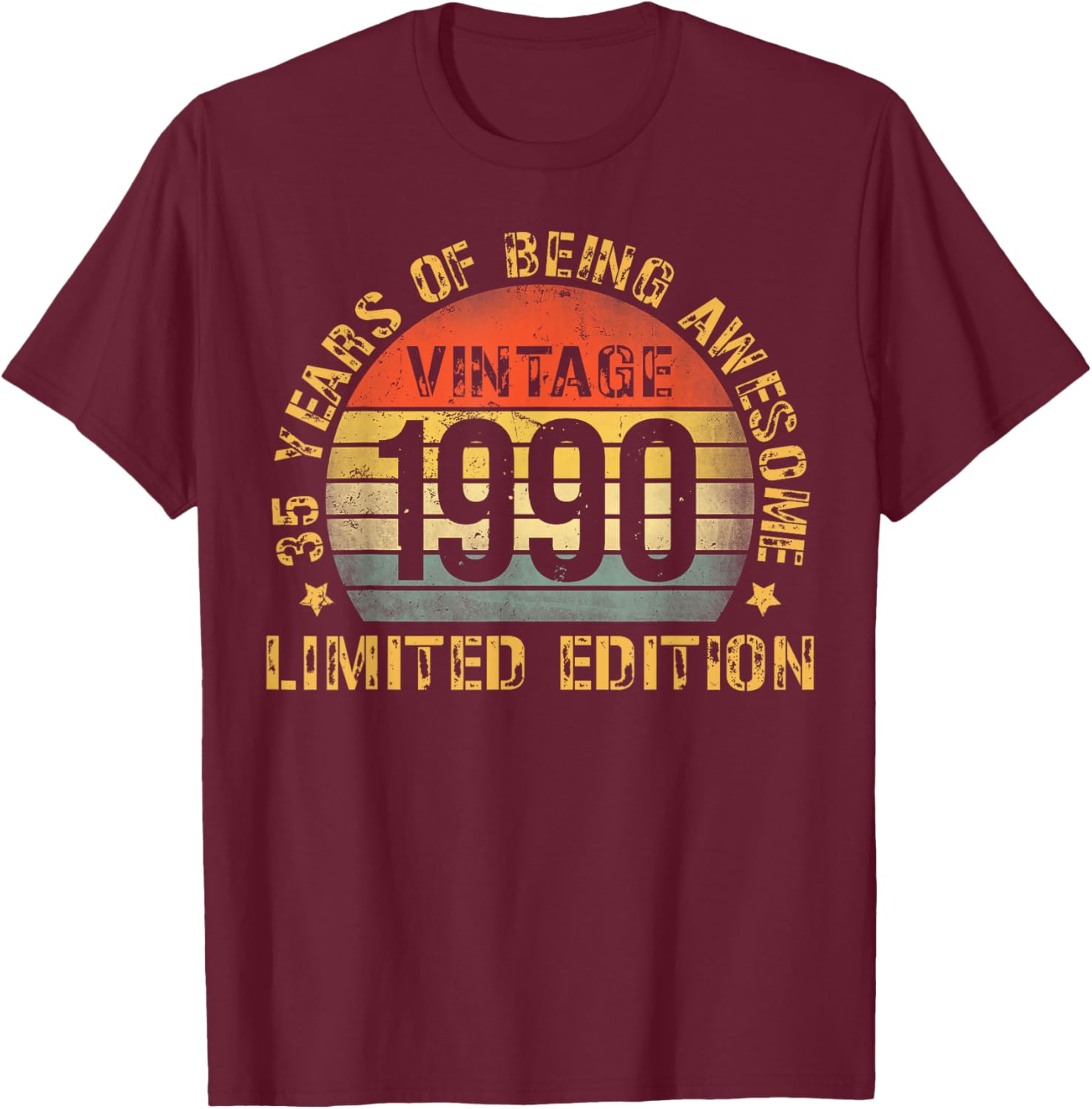 35 Year Birthday Decorations Men Gag 35yr 1990 35th Birthday T-Shirt - T-Shirt | Maroon