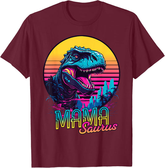Mamasaurus Funny Dinosaur Mama Saurus Trex Mom Mothers Day T-Shirt - T-Shirt | Maroon