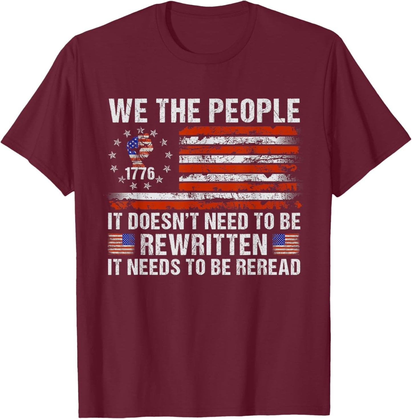 We The People American Flag Patriotic 1776 USA Retro Gifts T-Shirt - T-Shirt | Maroon