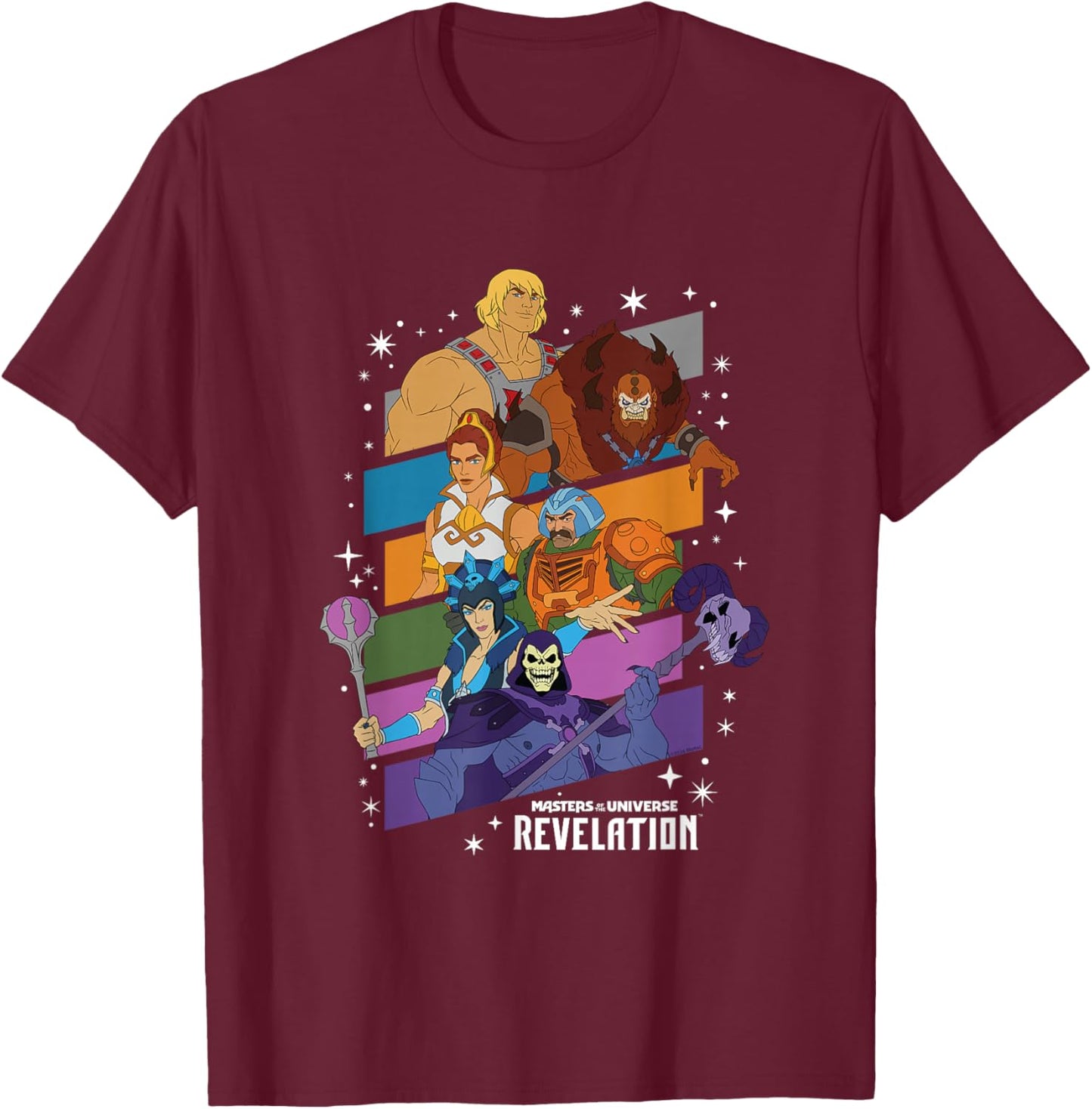Masters of The Universe Revelation Character Grid T-Shirt - T-Shirt | Maroon
