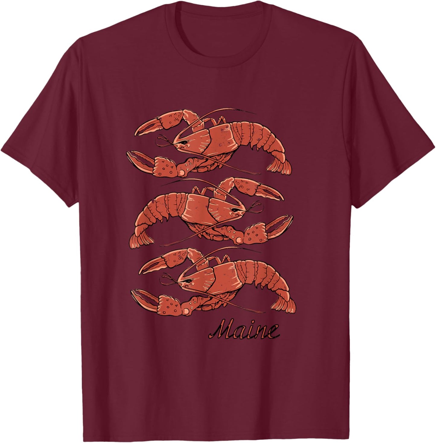 Maine Lobster Vintage Style T-Shirt - T-Shirt | Maroon