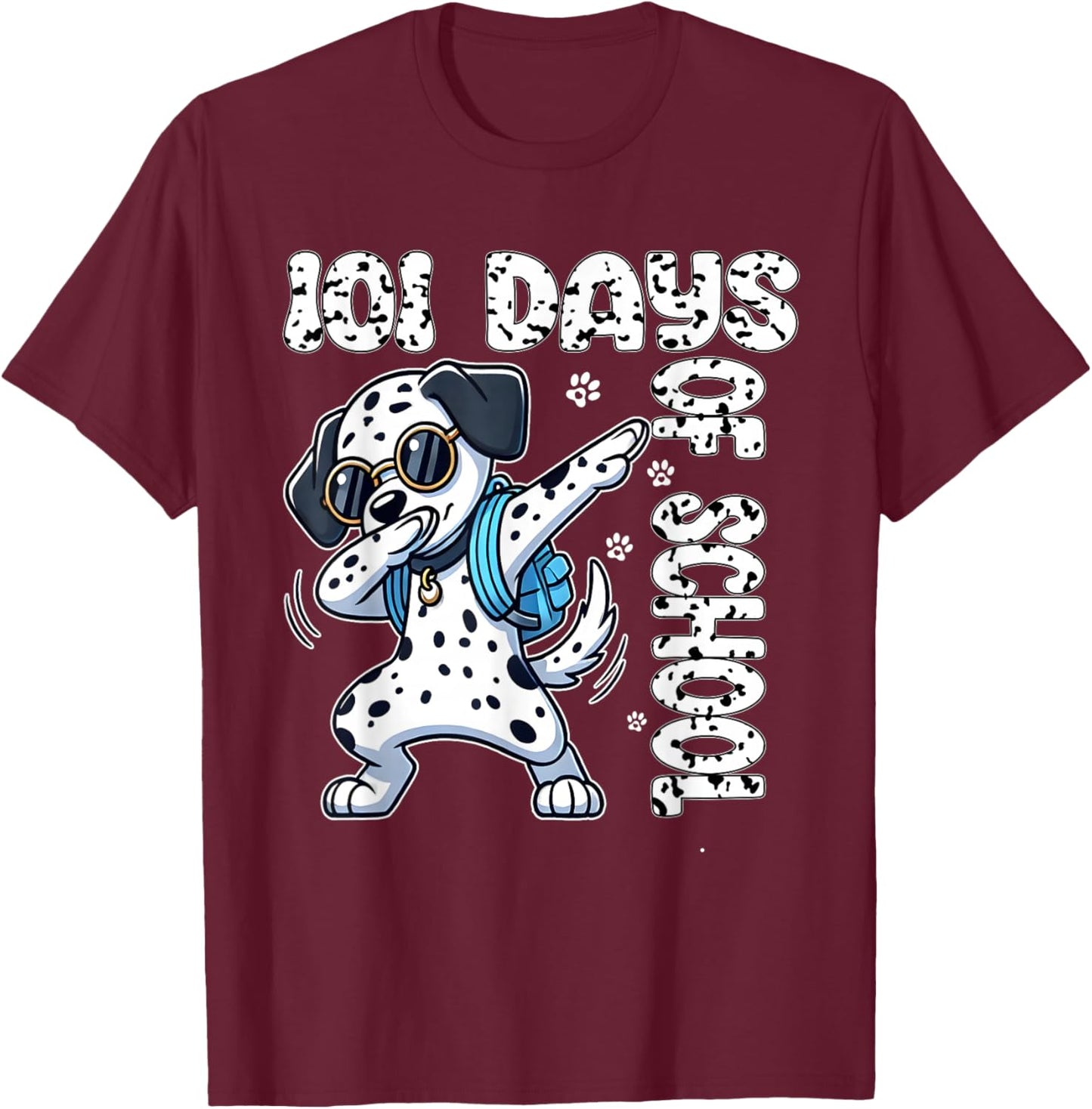 100 Days Of School Dalmatian Dog Boy Kid 100th Day Of School T-Shirt - T-Shirt | Maroon
