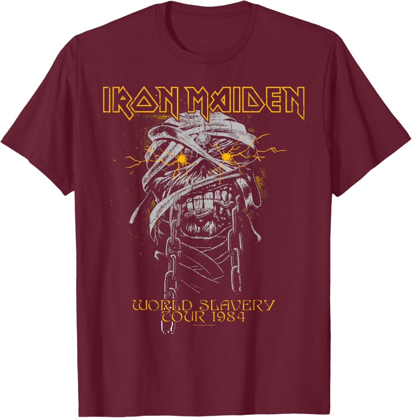 Iron Maiden - Powerslave Head Mummy Brown T-Shirt - T-Shirt | Maroon
