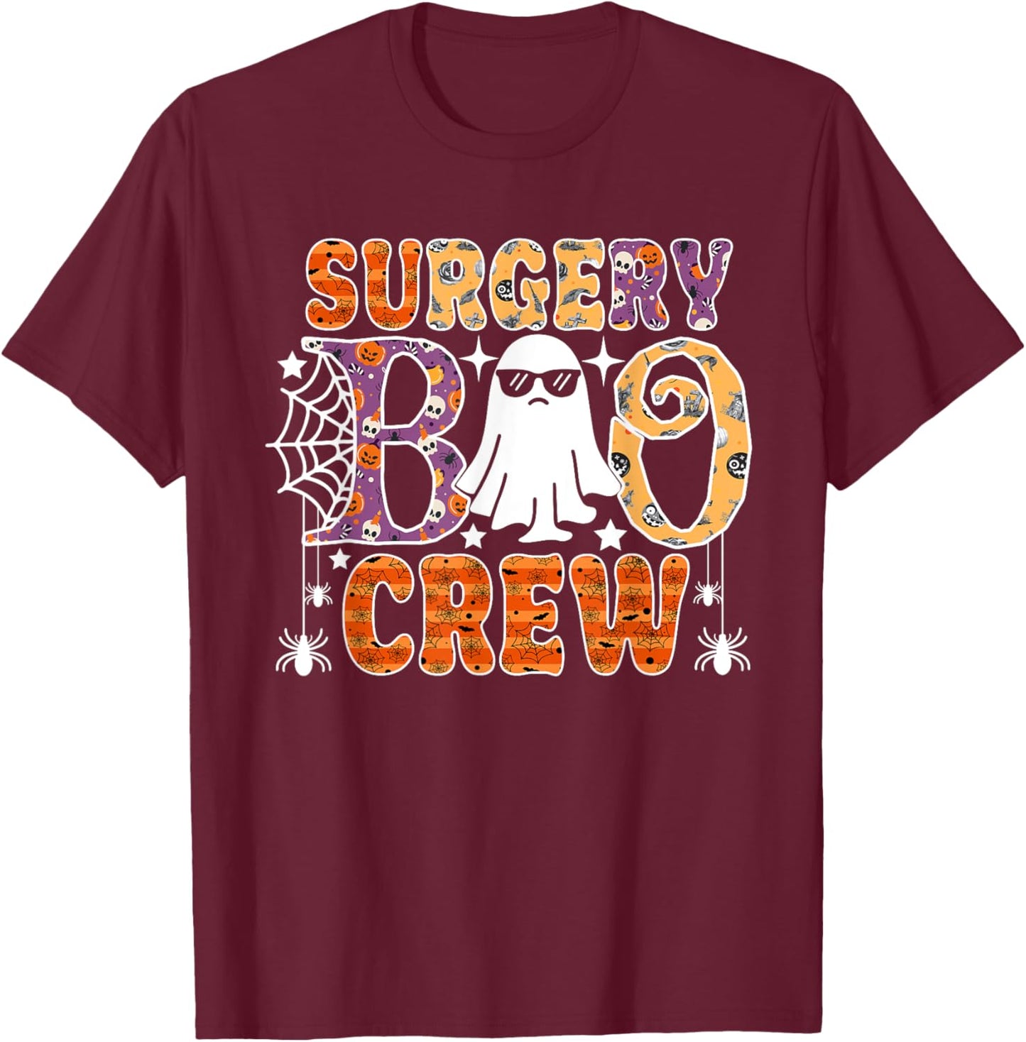 Surgery Boo Crew Surgical Tech Nurse Halloween Costume T-Shirt - T-Shirt | Maroon