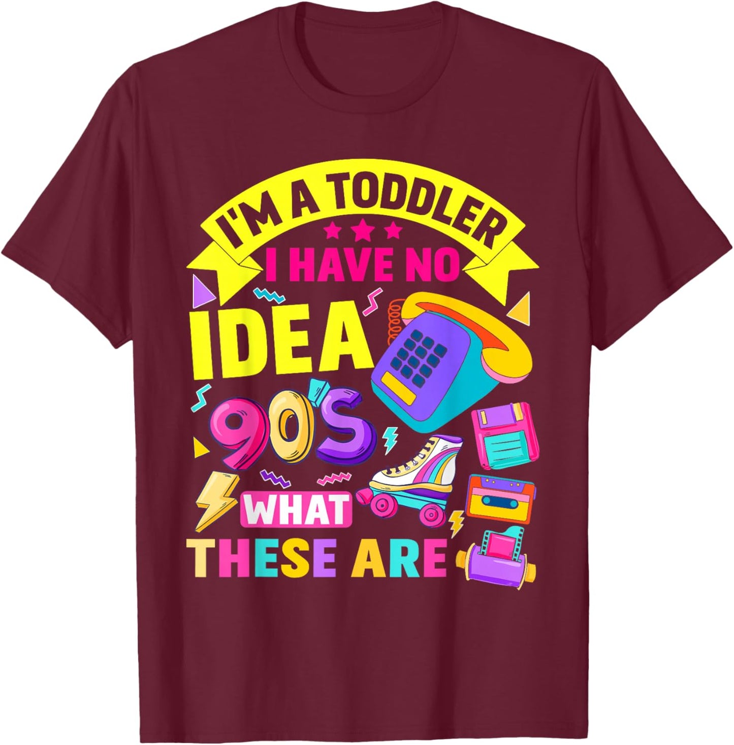 90s Outfit Ideas For Toddlers & 90s Theme Kids 90s Nostalgia T-Shirt - T-Shirt | Maroon