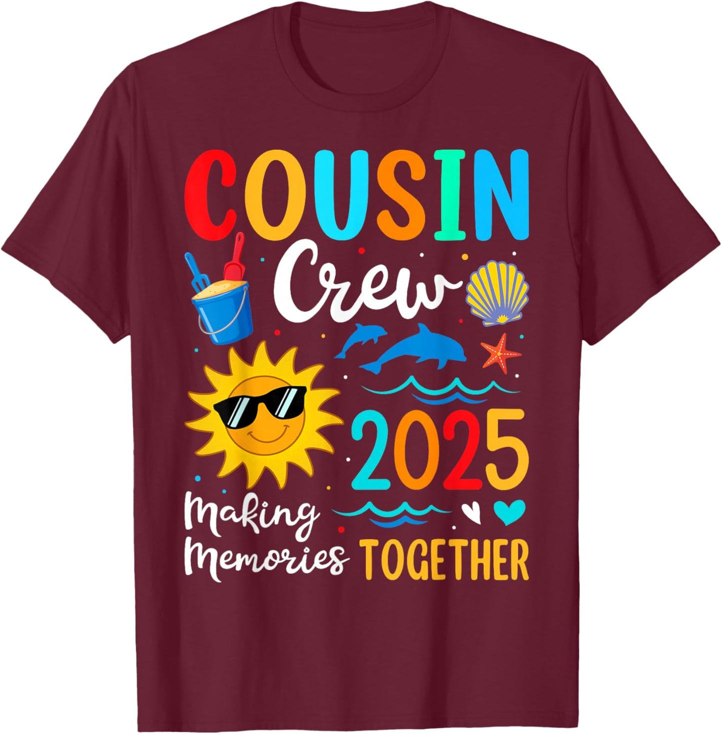 Cousin crew 2025 Summer Vacation Beach Family Trips Matching T-Shirt - T-Shirt | Maroon