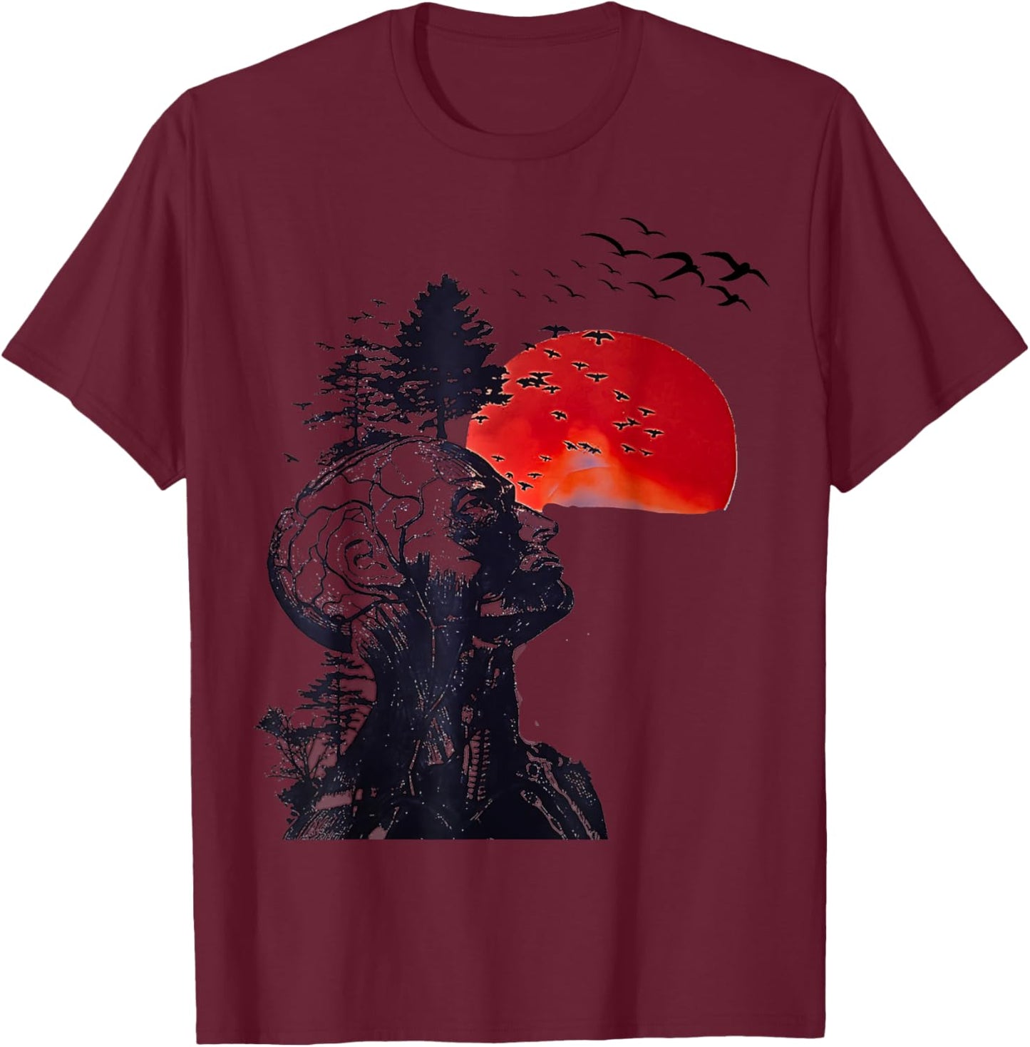 Hangover Human Tree Graphic T-Shirt - T-Shirt | Maroon