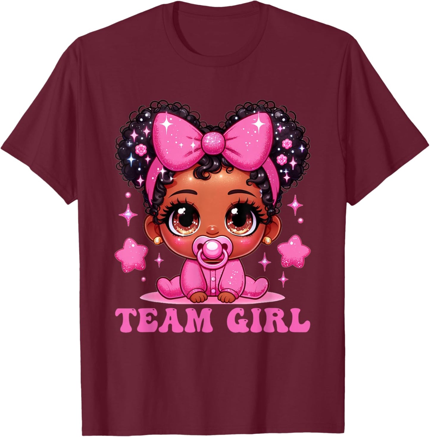 Team Girl Gender Reveal Baby Announcement Party T-Shirt - T-Shirt | Maroon