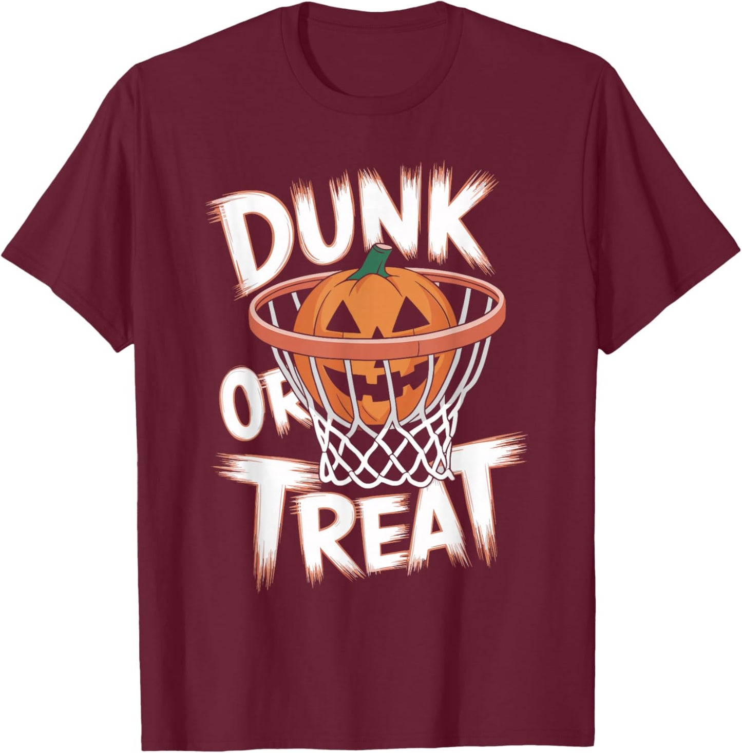 Dunk or Treat Halloween Basketball T Shirt Spooky Basketball T-Shirt - T-Shirt | Maroon