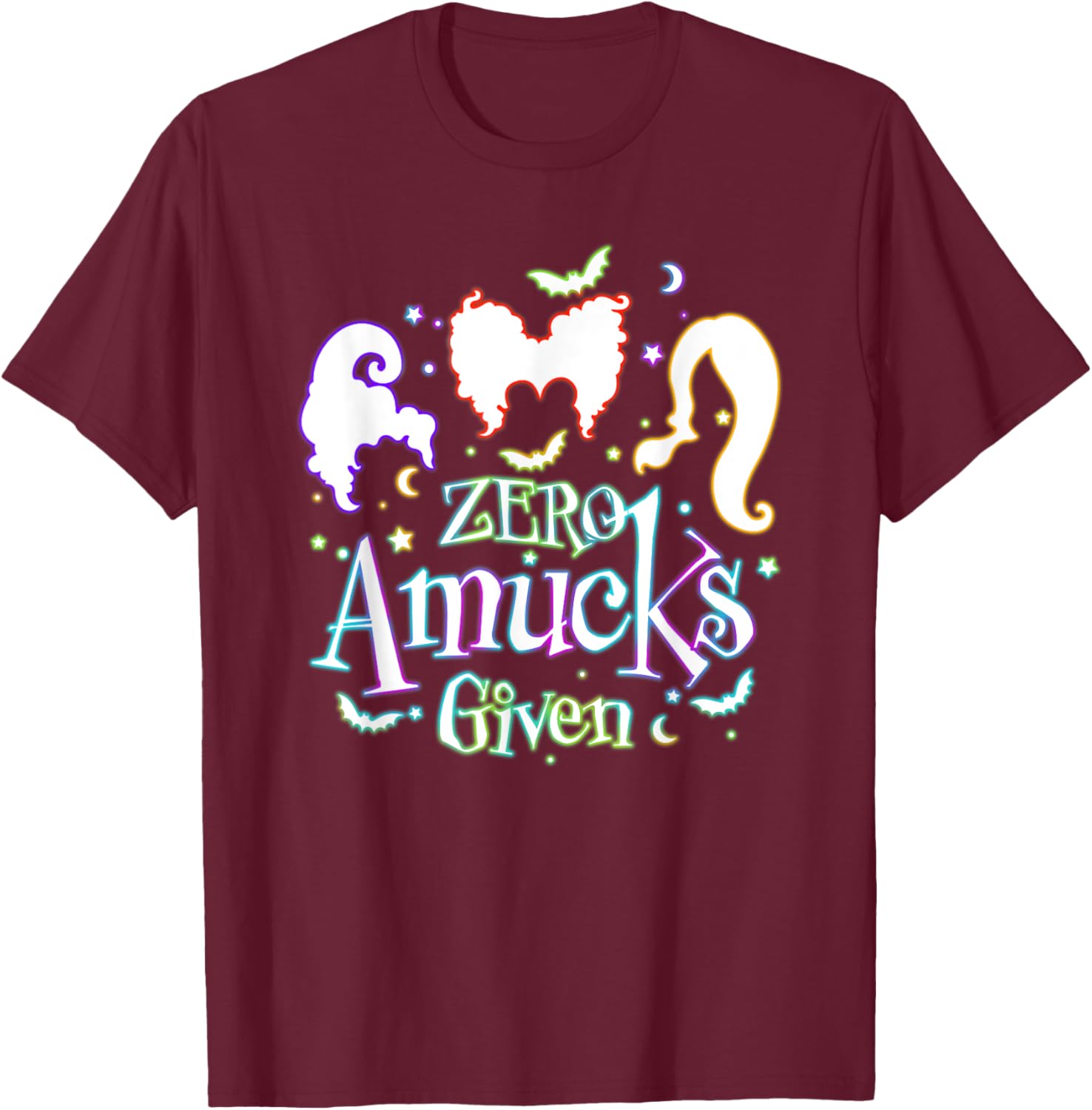 Funny Zero Amucks Given Halloween Spooky Witch Season Outfit T-Shirt - T-Shirt | Maroon