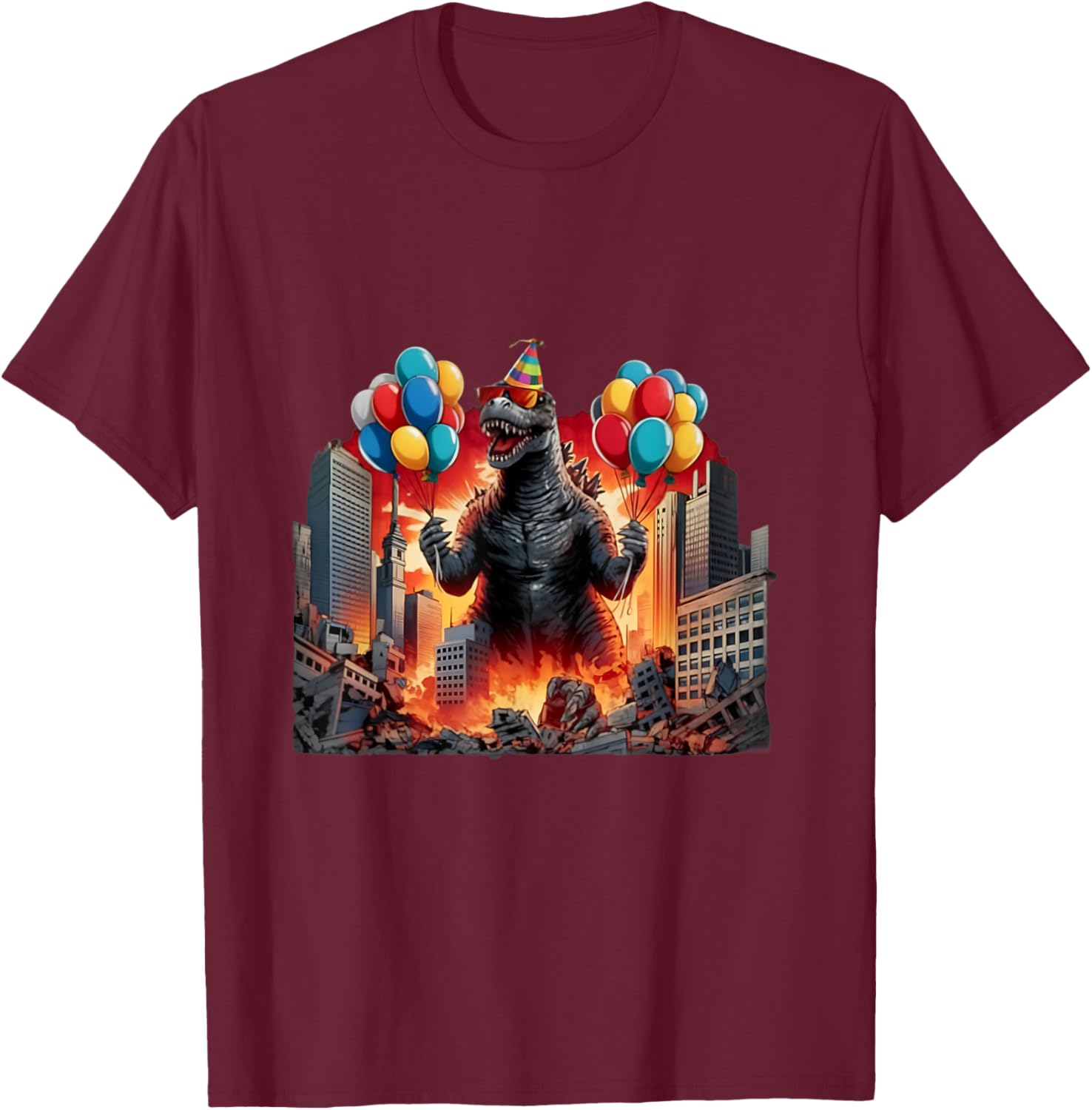 Kaiju Birthday Party Japan Monster Movie Bday Japanese T-Shirt - T-Shirt | Maroon