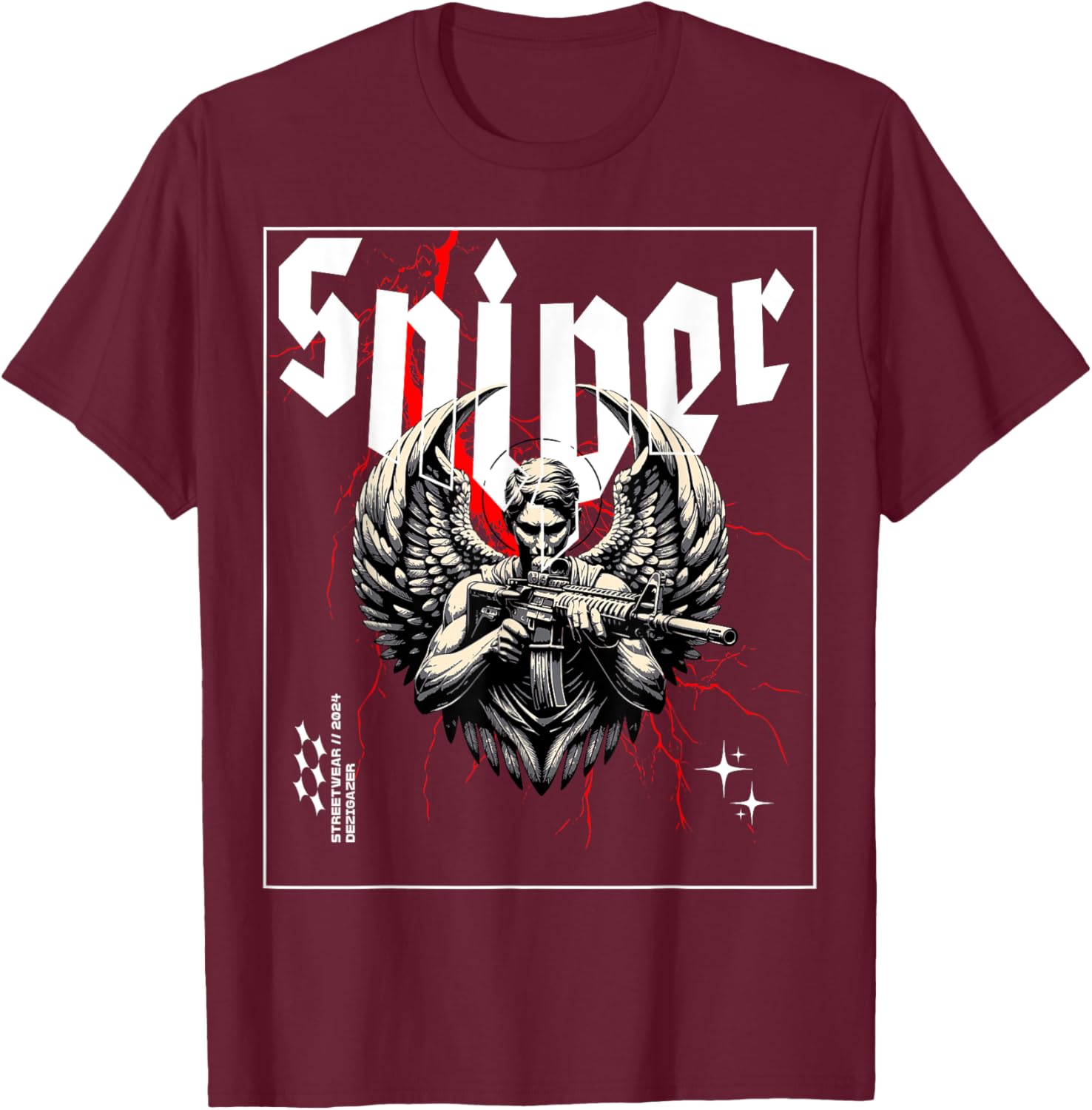 Sniper Graphics Tactical Bold Military Veterans T-Shirt - T-Shirt | Maroon