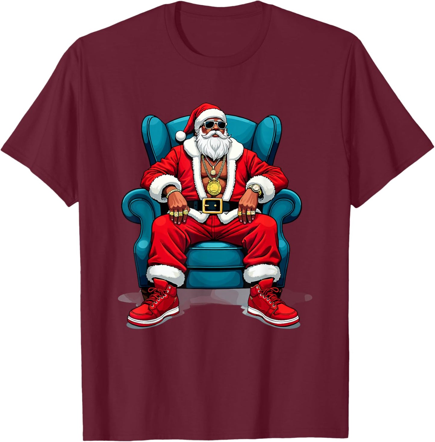 Hip Hop Santa Claus Rap Funny Christmas Cool Gangster T-Shirt - T-Shirt | Maroon